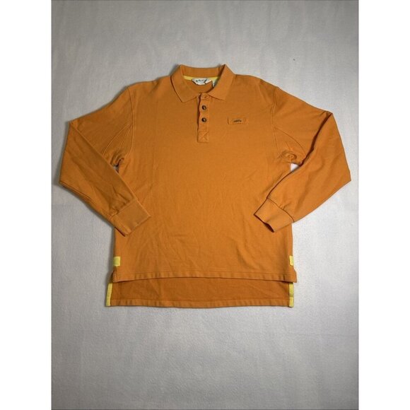 Orvis Sporting Traditions Solid Orange 100% Cotton Medium Long Sleeve Polo Shirt - Picture 1 of 7